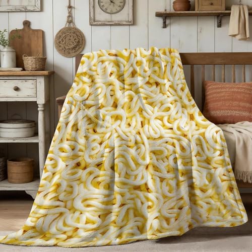 Ramen Noodles Blanket Realistic Food Blanket, Funny Birthday Gifts for Kids, Funny Throw Blanket for Couch Sofa Bed, Food Ramen Gifts 60" X 50"