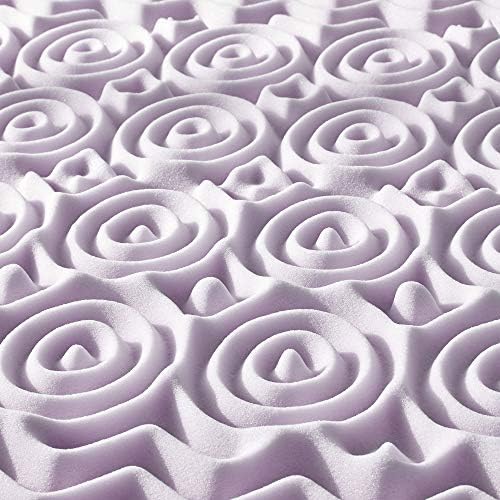 Mellow 3 Inch 5-Zone Memory Foam Mattress Topper, Soothing Lavender Infusion, Dorm Essentials, Queen