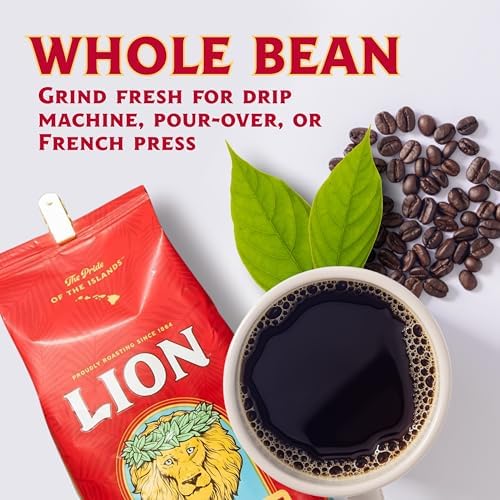 Lion Coffee Original Roast, Whole Bean Coffee, Medium Roast, A Taste of Aloha - 24 Ounce Bag