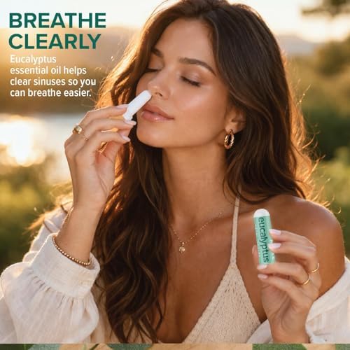 MOXĒ Eucalyptus Essential Oil Nasal Inhaler, Sinus & Congestion Relief, Daily Relaxation, Stress Relief, Therapeutic No-Mess Aromatherapy, Pure and Natural, Made in USA (3 Pack) packaging may vary