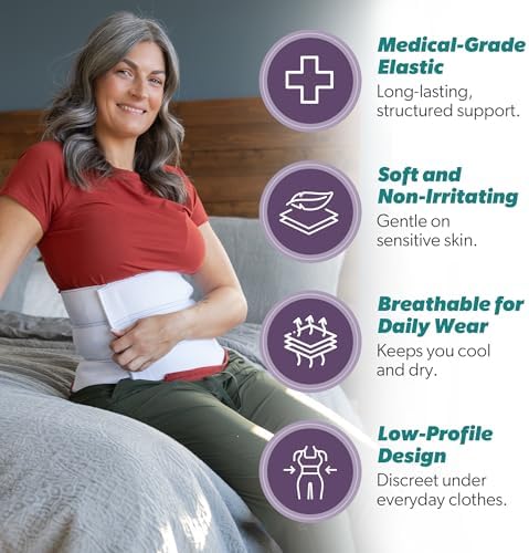 BraceAbility Medical Abdominal Stomach Binder - Belly Band Compression for Diastasis Recti, Postpartum, Post-Surgical Wrap for Tummy Tuck Recovery, Post op Abdominal Binder for Women and Men (M/L 9")