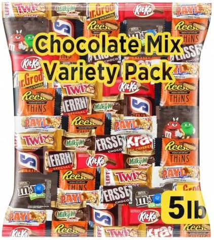 Chocolate Assorted Bulk Candy Variety Pack 5lb - Mini Chocolate Bars, Milk & Dark Chocolate Mix - Individually Wrapped Bulk Candy for Office Snacks, Party Favors and Treat Bags