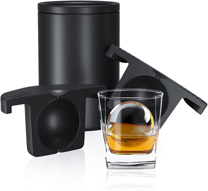TINANA Clear Ice Ball Maker, 2.5â Clear Ice Cube Tray Make 1 Large Sphere Ice Balls for Whiskey, Cocktails & Bourbon, Gifts for Men