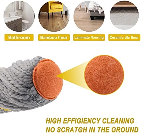 Self-Wringing Twist Mops for Floor Cleaning, Microfiber Floor mop with 57 " Long Handle, Easy Wringing Mop for Hardwood Commercial Household Clean (Gray Twist Mop)