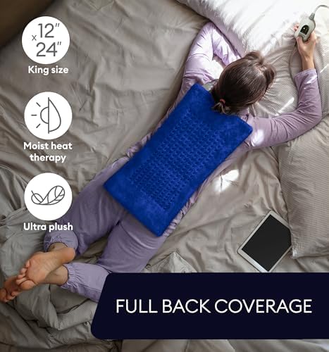 GENIANI Electric Heating Pad for Back Pain & Cramps Relief, Electric Throw, Self Care Gifts for Women, Heating Pad for Neck & Shoulder, Machine Washable Microplush, Auto Shut Off (12Ć24", Space Blue)
