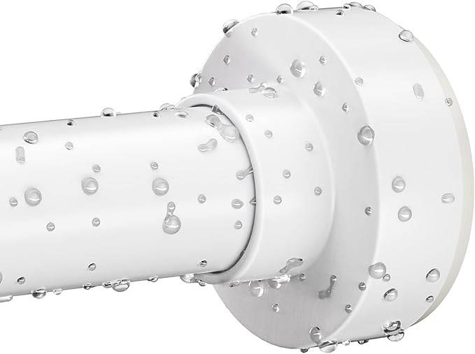 White Shower Curtain Rod 34-66 Inches(2.8-5.5ft) Adjustable Shower Rod No Drilling Non-slip Never Rust Shower Tension Rod for Bathroom Bedroom Windows Outdoor Garden