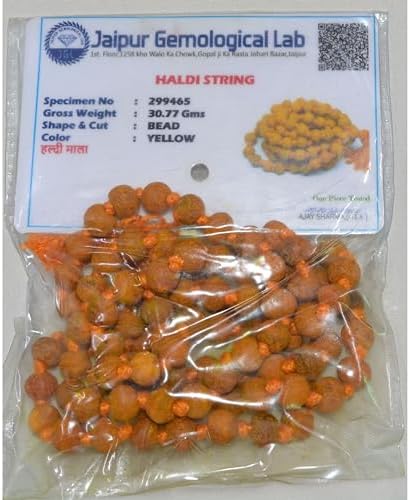 Turmeric Haldi Japa Mala 108+1 – Original Prayer Rosary with Baglamukhi Puja, Haldi Mala for Men & Women – Includes Free Cotton Gaumukhi Japa Mala Bag