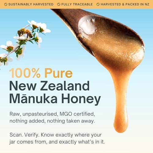 100% Certified Pure New Zealand Manuka Honey MGO 515+ | Raw Unpasteurized Natural Honey | Fully Traceable, Non-GMO, Glyphosate Free, Lab Tested (250g)