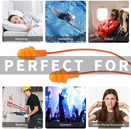 Ear Plugs for Swimming, Soft Ear Plugs for Sleeping Noise Cancelling, Reusable Ear Plug for Noise Reduction, Ear Protection, Silicone Earplugs for Swimming, Sleeping, Snoring, Work, Concerts, 6 Pairs