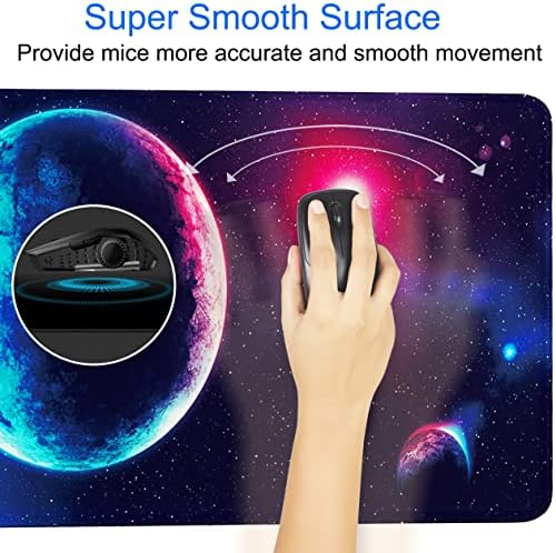 Naukay Gaming Mouse Pad, 31.5x15.7 inch Large Extended Computer Keyboard Mouse Mat, Water Resist Non-Slip Mousepad Rubber Base Long XXL Gaming Mousepad for Work, Office & Home, Space