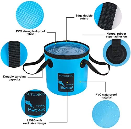 2 Pack Collapsible Bucket 5 Gallon Container Folding Water Bucket Portable Wash Basin for Outdoor Travelling Camping Fishing Gardening Car Washing 20L