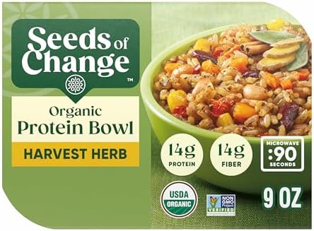 SEEDS OF CHANGE Organic High Protein Bowl Harvest Herb, Prepared Entrée, Microwave in 90 Seconds, 9 oz (Pack of 6)