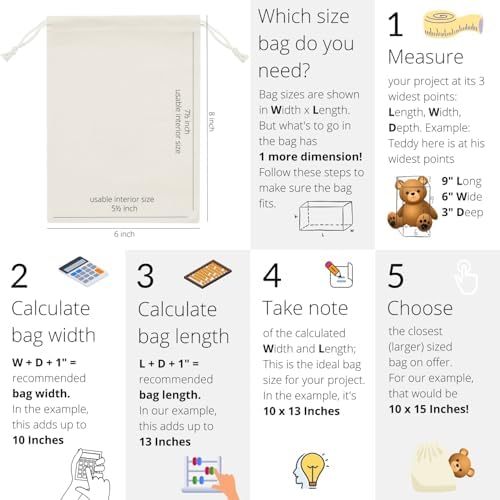 PALTERWEAR 100% Cotton Drawstring Bags 10‑Pack 6x8 Lightweight 70 GSM Muslin Pouch Set | Reusable Gift, Craft, Pantry, Travel Storage | Double Drawstring (Natural Beige, 6 x 8 Inches)
