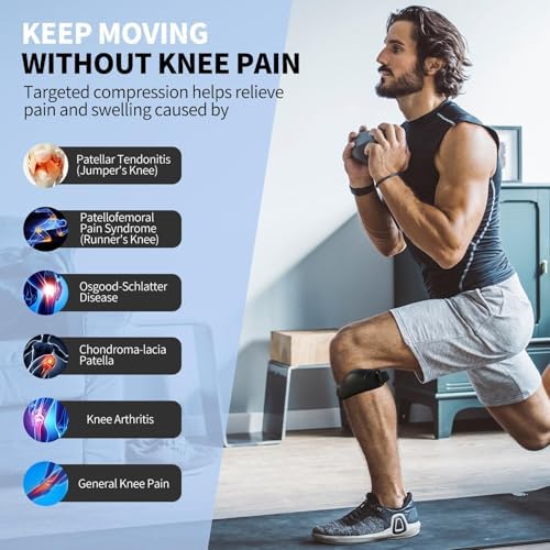Patella 2 Pack Silicone Patellar Tendon Support Strap for Jumpers Knee, Patellar Tendonitis, Pain Relief, Band, Knee Strap for Running, Hiking, Basketball, Soccer,Volleyball, Tennis, Workout