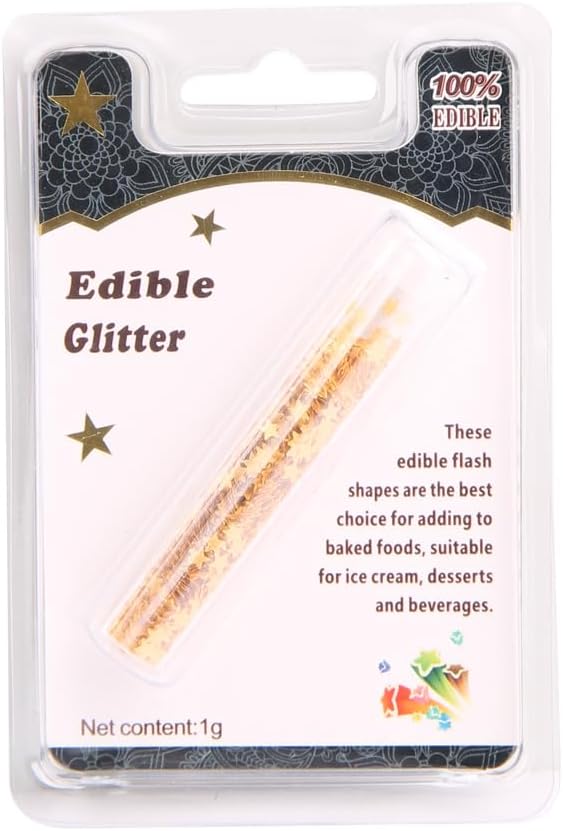 Edible Gold Glitter Star Sprinkles – 1g Shimmering Sugar Stars for Cake & Cupcake Decorating, Cookies, Cocktails & Holiday Desserts,Edible Cake Toppers for Baking & Party Treats (Glitter Green Star)