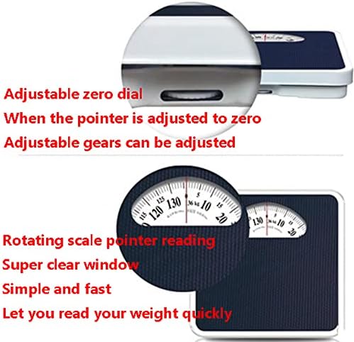 JWW Bathroom Scale Analog Rotating Dial, Mechanical Floor Scale 300 LB Capacity Health Scales for Body Weight, Anti-Slip Surface