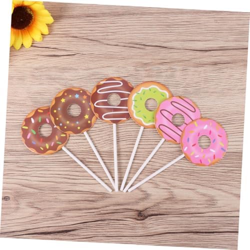 12pcs Donut Cake Picks Dessert Cards Cake Toppers for Birthday Party Inserts Party Supplies