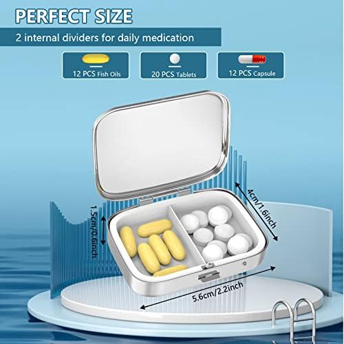 Pill Box 2 Compartment Small Pill Case,Portable for Pocket or Purse Pill Organizer Pill Container Holder to Hold Vitamins, Medication, Fish Oil and Supplements(Garden Flowers)