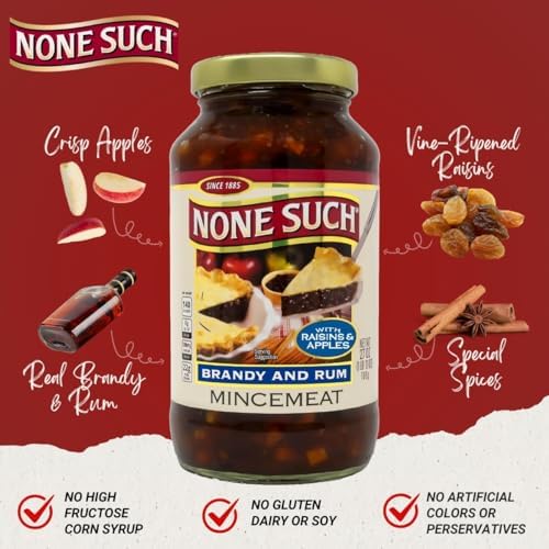 None Such Mincemeat Brandy & Rum - Pie Filling with Apples and Raisins, 27 Ounce (Pack of 1)