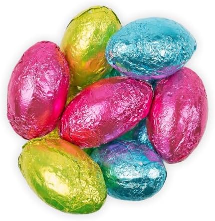 1lb Foiled Easter Milk Chocolate Eggs - Colorful Wrapped Spring Candy For Baskets, Egg Hunts & Parties (64 Eggs)