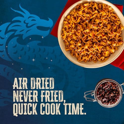 Blue Dragon Chili Crisp Saucy Noodles - 4.2oz (Pack of 6) - Knife Cut Thick Noodles w/Spicy Chili Crisp Sauce & Sesame Seed Garnish - Quick & Easy Meal w/Bold Spicy Asian Flavors - Vegetarian Friendly