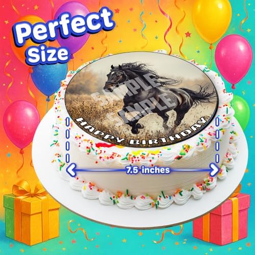 7.5x Inch Edible Cake Toppers – Horse Themed Birthday Party Collection of Edible Cake Decorations