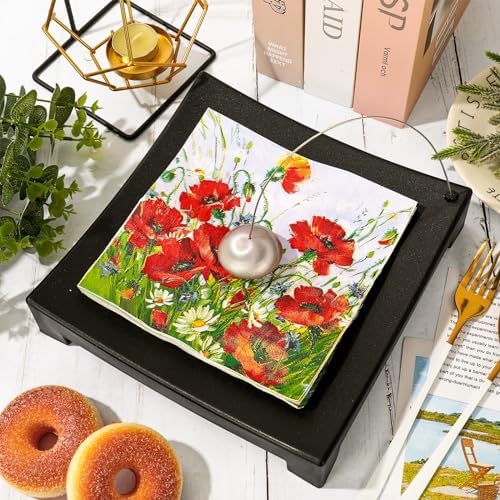 80Pcs Spring Floral Paper Napkins Red Flower Luncheon Napkins Vintage Red Poppy Dinner Hand Napkin for Party Home Restaurant Kitchen Supplies