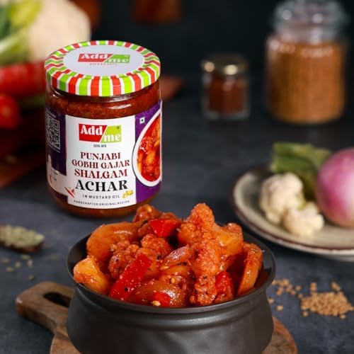 Add me Home Made Sweet Mixed Pickle of Gobhi Gajar Shalgam Achar 600 gm Punjabi Mixed Pickles of Carrot, Turnip & Cauliflower with Garlic and onion