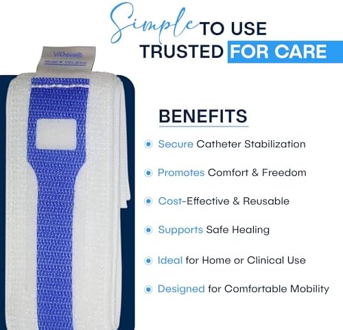 3 Pack Foley Catheter Leg Strap – Adjustable Urinary Drainage Tube Holder with Anti-Slip Silicone Grip – Comfortable, Reusable Stabilizer for Catheter Securement (23” x 2”)
