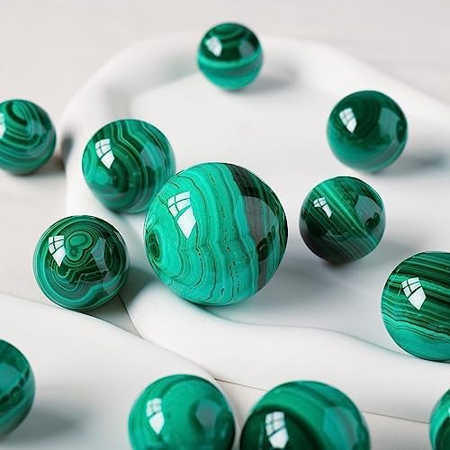 AtkitS 1PC Natural Polished Malachite Crystal Ball Green Gemstone Quartz Crystal Sphere Home Decoration Gifts (Size : 30-40mm)