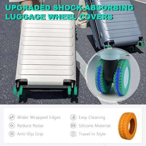8 Pcs Luggage Wheel Covers,Silicone Protective Covers for 2-2.4" Suitcases Spinner Wheel,Upgraded Wear-Resistant, Silent, Shock Absorption Luggage Travel Accessories(Grey)