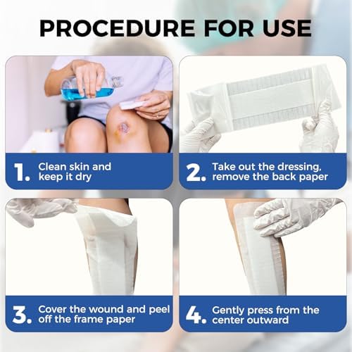 Island Dressing Bordered Gauze 4"x10", 50 Individually Packed Non-Stick Pad in Center with Adhesive Border,Soft Absorbent Medical Grade Dressing Gauze Pad for Wound Care and First Aid