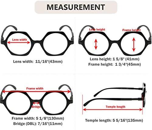 Eyekepper Small Hexagon Glasses for Women Reading - Mini Octagon Reading Eyeglasses Odd Readers Men - Black +1.75