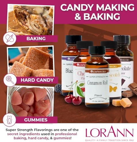 LorAnn Oils Super Strength Flavoring - Used For Candy Making, Flavoring Extracts, Baking, Hard Candy, and Flavor Oils - Bold, Natural Flavors 4X Stronger Than Extracts - Cinnamon Roll, 1 fl oz