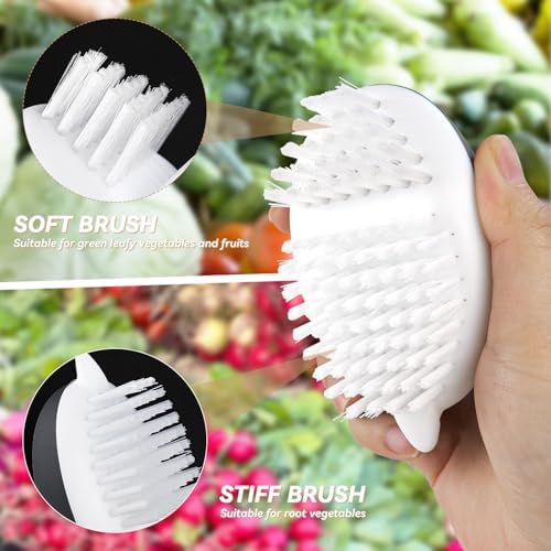 Vegetable Brush Potato Scrubber Brush Non Slip Comfortable Fruit Cleaning Tools for Washing Fruit Mushrooms Carrot or Tough-Skinned Vegetables (1 Pack Grey)