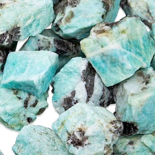 1/2 lb Amazonite Rough Stones - Natural Raw Crystals for Tumbling Cabbing Polishing Wire Wrapping Lapidary & Jewelry Making - Fountain Decoration Rocks - Reiki Yoga & Wicca Healing - Bulk Rocks