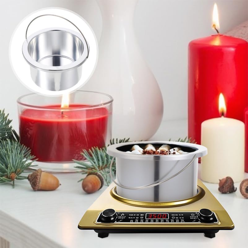 ARTIBETTER 2pcs Aluminum Wax Pot Candle Making Pot Hair Removal Wax Melting Container