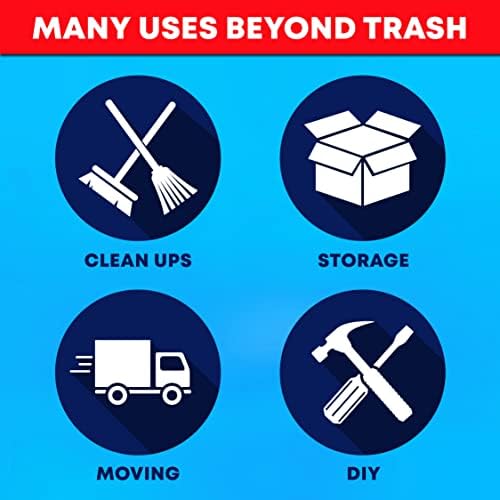 Veska Contractor Garbage Bags 55 Gallon 3 MIL Heavy Duty (MegaValue 50 Bags w/Ties) Contractor Trash Bags 50-60 Gallon 3 Mil Contractor Bag Heavy Duty 55 Gallon, Extra Large Industrial Contractor