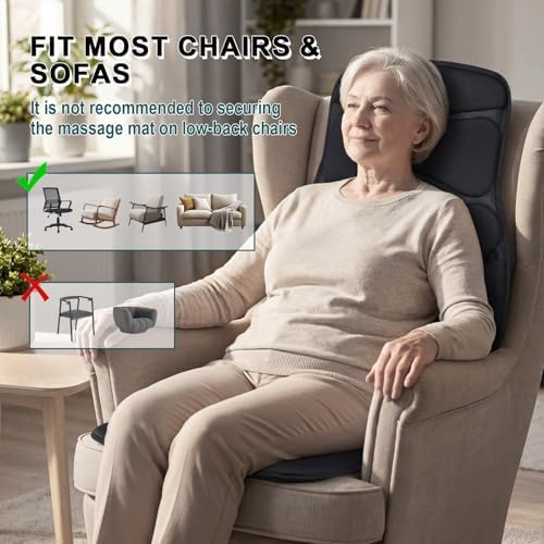 COSTWAY Massage Seat Cushion with Heat, 30 Mins Auto-Off Timer, 10 Vibration Motors, 5 Modes, 3 Intensities, Electric Back Massager for Pain Relief, Deep Tissue Chair Pad for Home Office, Black