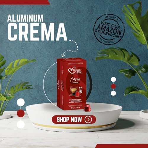100 Italian Coffee for Espresso Lovers Aluminium Capsules compatible with Original Line Nespresso machines (1 Count (Pack of 100), Aluminum Crema)