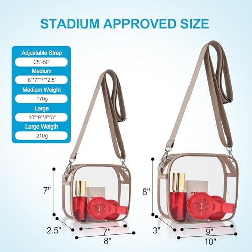 Clear Bag for Stadium Events, Transparent Messenger Bag Stadium Approved Crossbody Bag for Women & Men