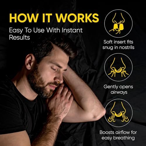 Nasal Dilators - Silicone Nose Clips for Better Sleep – Nasal Dilators for Sleeping and Breathing - Comfortable Snore Stopper – Less Snoring Nose Vents to Reduce Snoring - Yellow