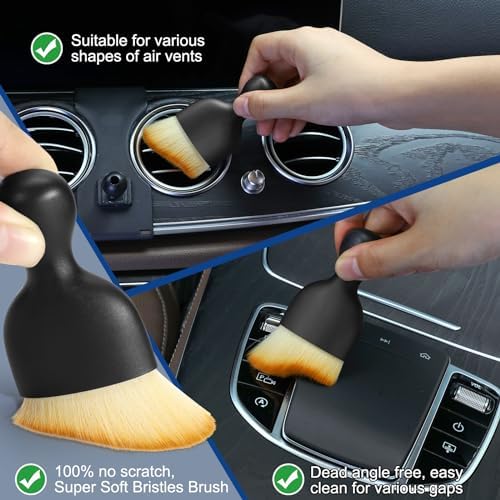 Fitosy Car Interior Duster Detail Brushes, Soft Bristles Brush Car Accessories for Cleaning Dashboard Air Vent Crevice, Detailing Dusting Tool Kit for Auto Truck SUV RV