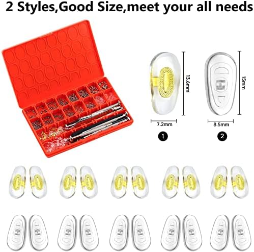 Magnetic Eye Glass Repairing Kit, Sunglasses Eyeglass Repair Kit with Eyeglass Screws,Include 10 Pairs of Screw-in Nose Pads, Screws, Screwdrivers, Tweezer and Cleaning Cloth for Glasses