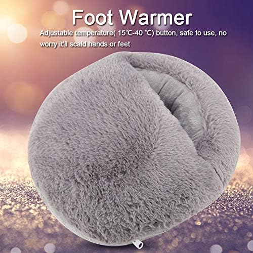 Pssopp USB Electric Heated Foot Warmer, Plush Fluffy Foot Heater, Rechargeable Kneading Massager, Thermal Slipper, Pain Relief, Heat Therapy, Pink (Grey), Pssoppzkm68vcx21-03