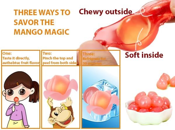 MetaVita 5oz - Big peach Gummy Candy – Individually Wrapped Peelable peach Gummies with Real Puree – Chewy Peach Flavor Treat for Kids and Adults–