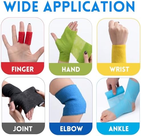 Self Adhesive Bandage Wrap, 4" X 5 Yards Elastic Cohesive Bandage Wrap, Color Athletic Tape, Vet Wrap, Ankle Tape,Non-Woven Cohesive Bandage,9 Pack