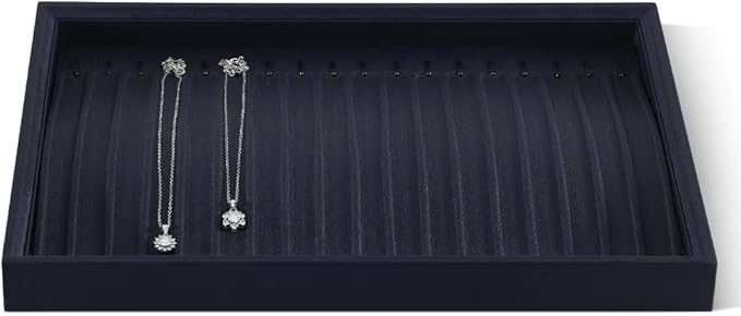 Leather Jewelry Necklace Tray for Bracelet Organizers and Storageï¼Jewerly Organizer Traysï¼Necklaces Holder Displayï¼Bracelets Drawer Box Stand ï¼Blueï¼