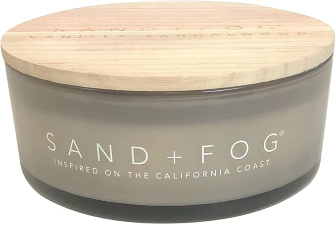 Sand + Fog Scented Candle - Vanilla Sandalwood-Additional Scents and Sizesâ100% Cotton Lead-Free Wick - Luxury Air Freshening Jar Candles - Perfect Home Décor for Your Cocktail Tableâ34oz