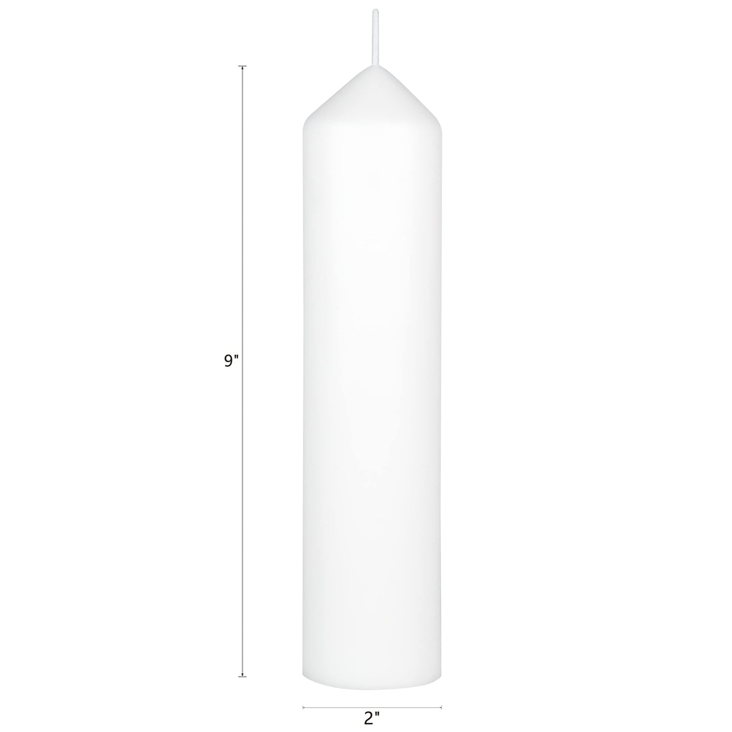 Mega Candles 6 pcs Unscented Round Dome Top White Pillar Candles, Low Cost Single Use Event Wax Candle 2 Inch x 9 Inch, Ideal for Weddings, Parties, Events, Occasions, Florists, Prayers, Vigils